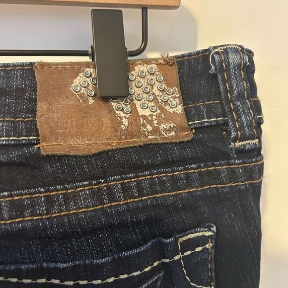 MEK NDM Moscow Made for Buckle Boot Cut Thick Stitch Distressed Dark Wash Sz 34x - Picture 6 of 15